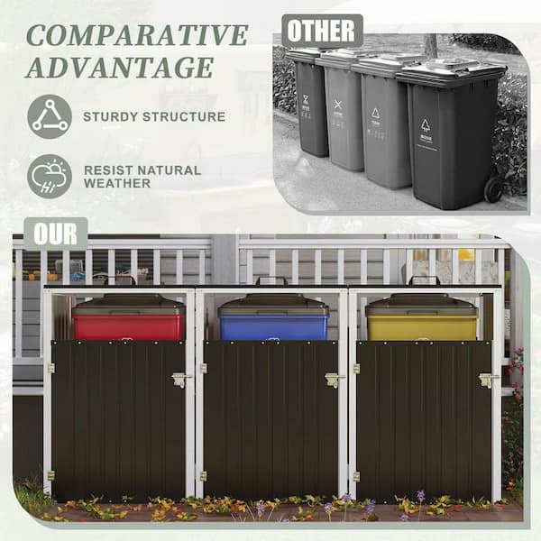Cesicia Gray 7.95 ft. W x 2.67 ft. D Metal Garbage Bin Shed with 