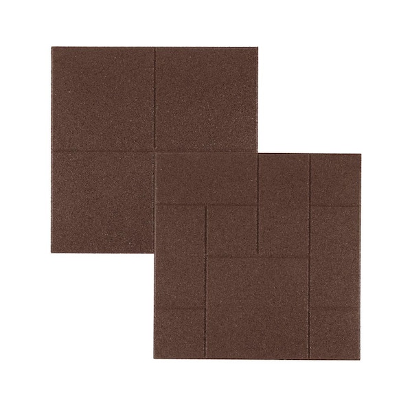 24 in. x 24 in. x 5/8 in. Brown Dual-Sided Rubber Paver (4-Pack)