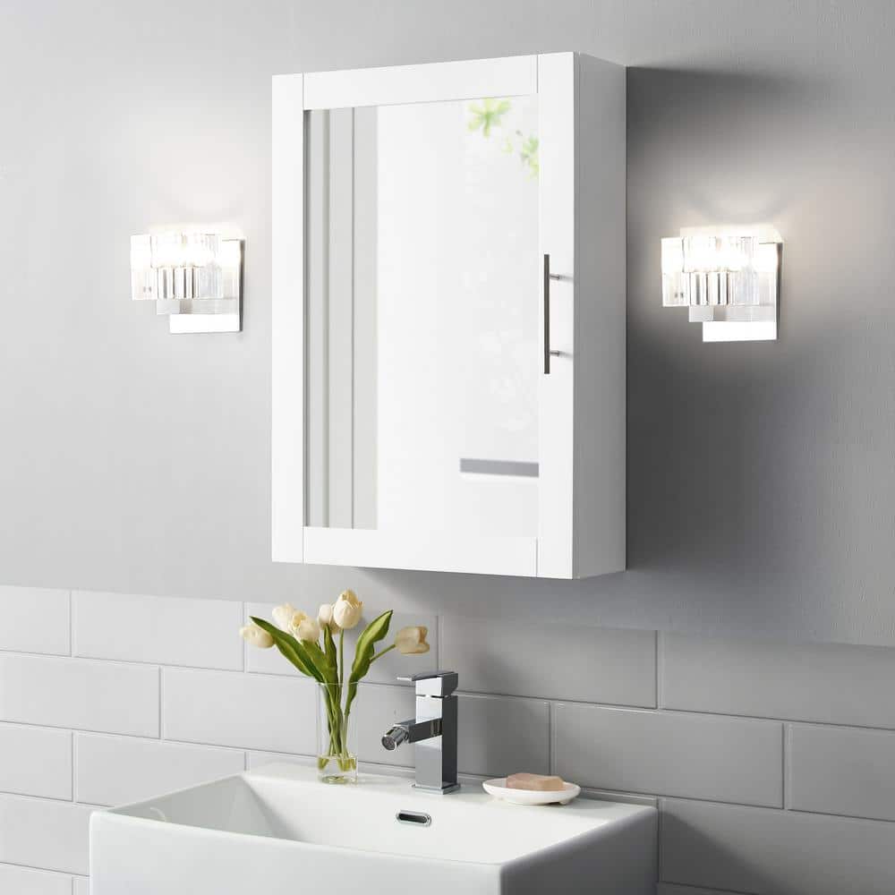 Savannah White Flush Mount Mirrored Bathroom Wall Cabinet