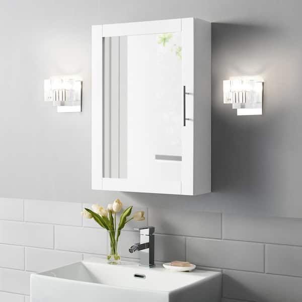 Savannah 18 in. x 26 in. x 6 in. Surface-Mounted Mirrored Medicine Cabinet in White
