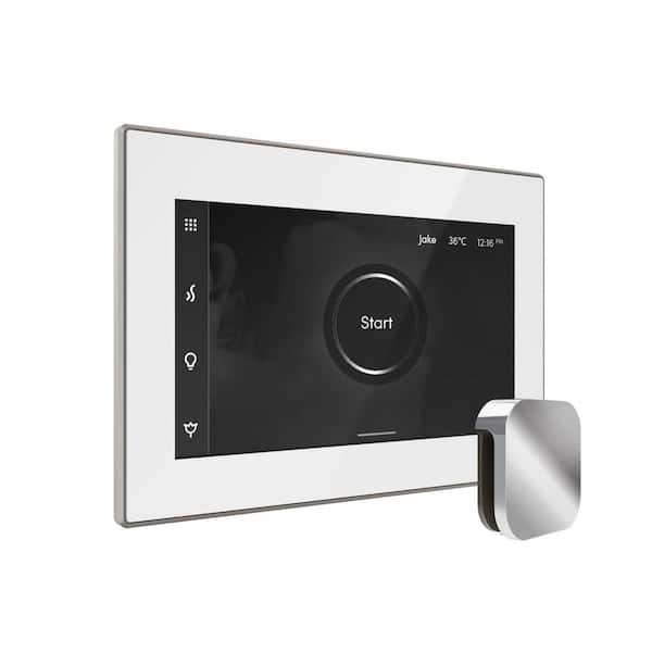 XButler Steam Shower Control Package with iSteamX Control and Linear Steamhead in White Polished Chrome