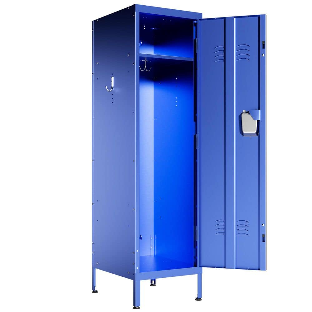 Blue 55 in. H Metal Storage Cabinet with Hooks, Lock, Waterproof for Indoors and Outdoors