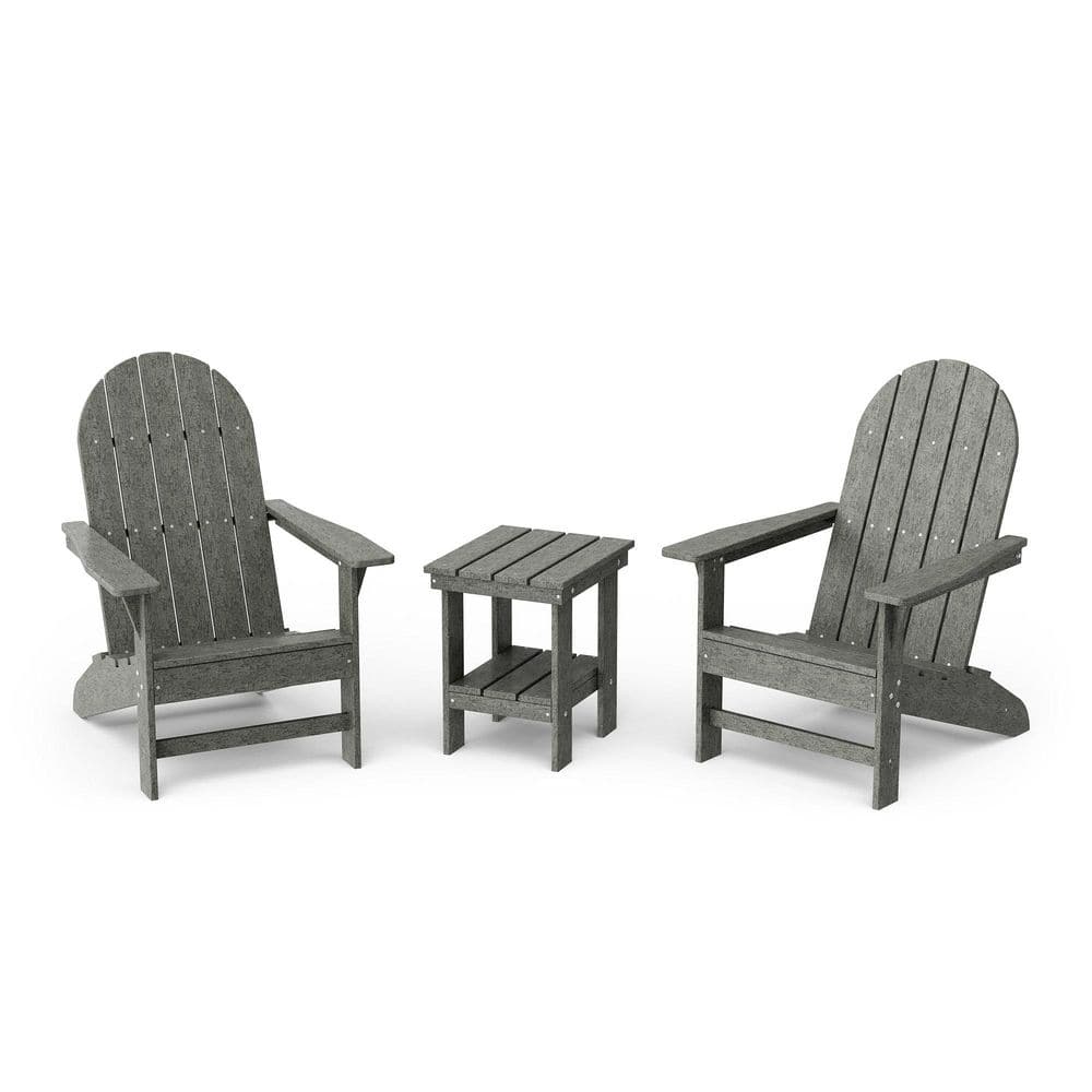 Freedom Dark Gray HDPE Plastic Traditional Outdoor Adirondack Chair with Side Table (2-Pack) price history on PriceWatchPro
