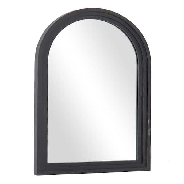 Black 30 in. W x 40 in. H Arched Wood Framed Wall Mirror