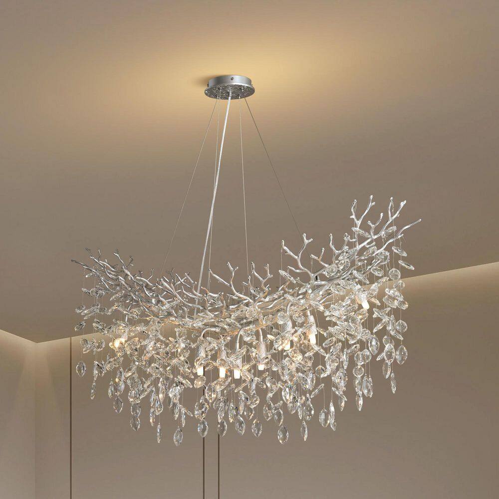 Modern Chandelier 39 in. 12-Light Silver Chandelier for Dinning Room, Living Room, Foyer, Bedroom price history on PriceWatchPro