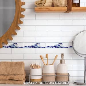 Captain Wave Pacific Blue 2 in. x 7-7/8 in. Glossy Ceramic Wall Tile Trim