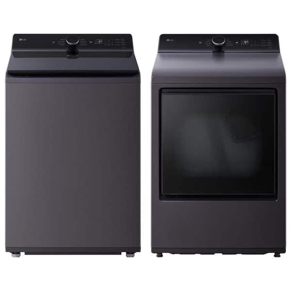 5.3 cu. ft. Matte Black Top Load Washer with Agitator and 7.3 cu. ft. Dryer Combo