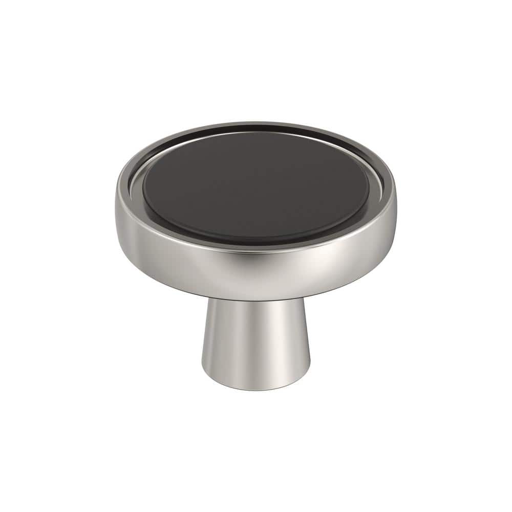Mergence 1-3/8 in. (35 mm) Modern Matte Black/Polished Nickel Round Cabinet Knob price history on PriceWatchPro