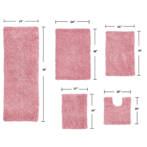 SUSSEXHOME 18 in. x 24 in. Pink Flower Super-Absorbent Washable