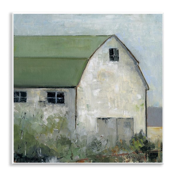 Stupell Industries Barn View with Green Roof by Sally Swatland Unframed Architecture Graphic Art Print 12 in. x 2 in.