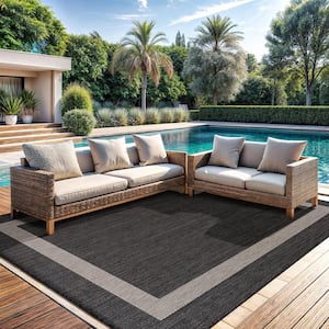 Summer Peeble 10 ft. x 14 ft. Bordered Indoor Outdoor Area Rug