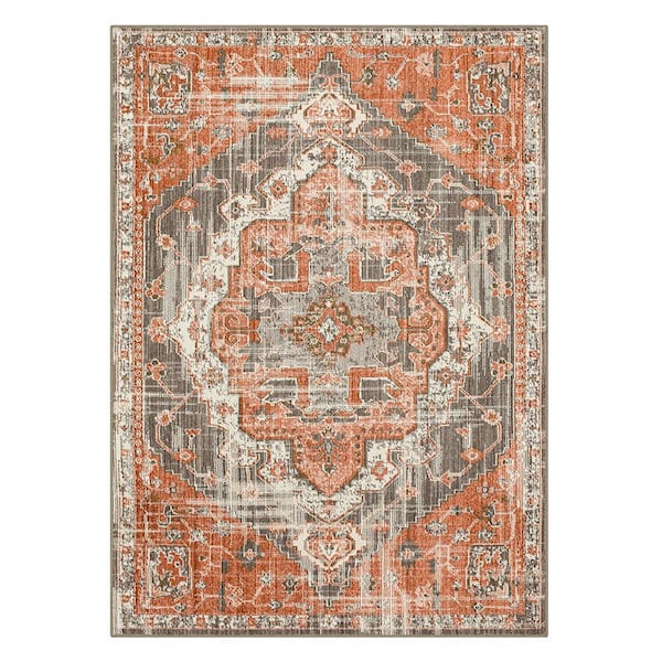 Mohawk Home Pantaleone Coral 6 ft. 6 in. x 9 ft. Oriental Area Rug