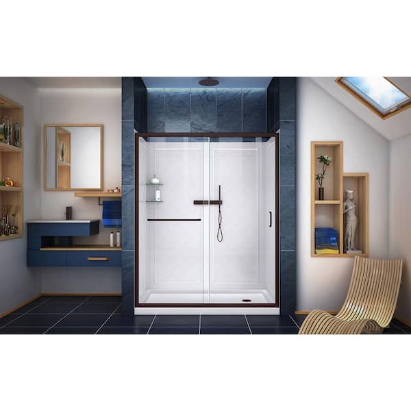 DreamLine Infinity-Z 60 in. x 32 in. Alcove Right Drain