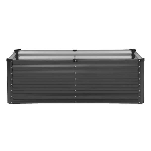 6 x 3 x 2 ft. Aluminum Outdoor Galvanized Metal Raised Garden Bed with Open Bottom, Large Planter Raised Bed, Dark Gray