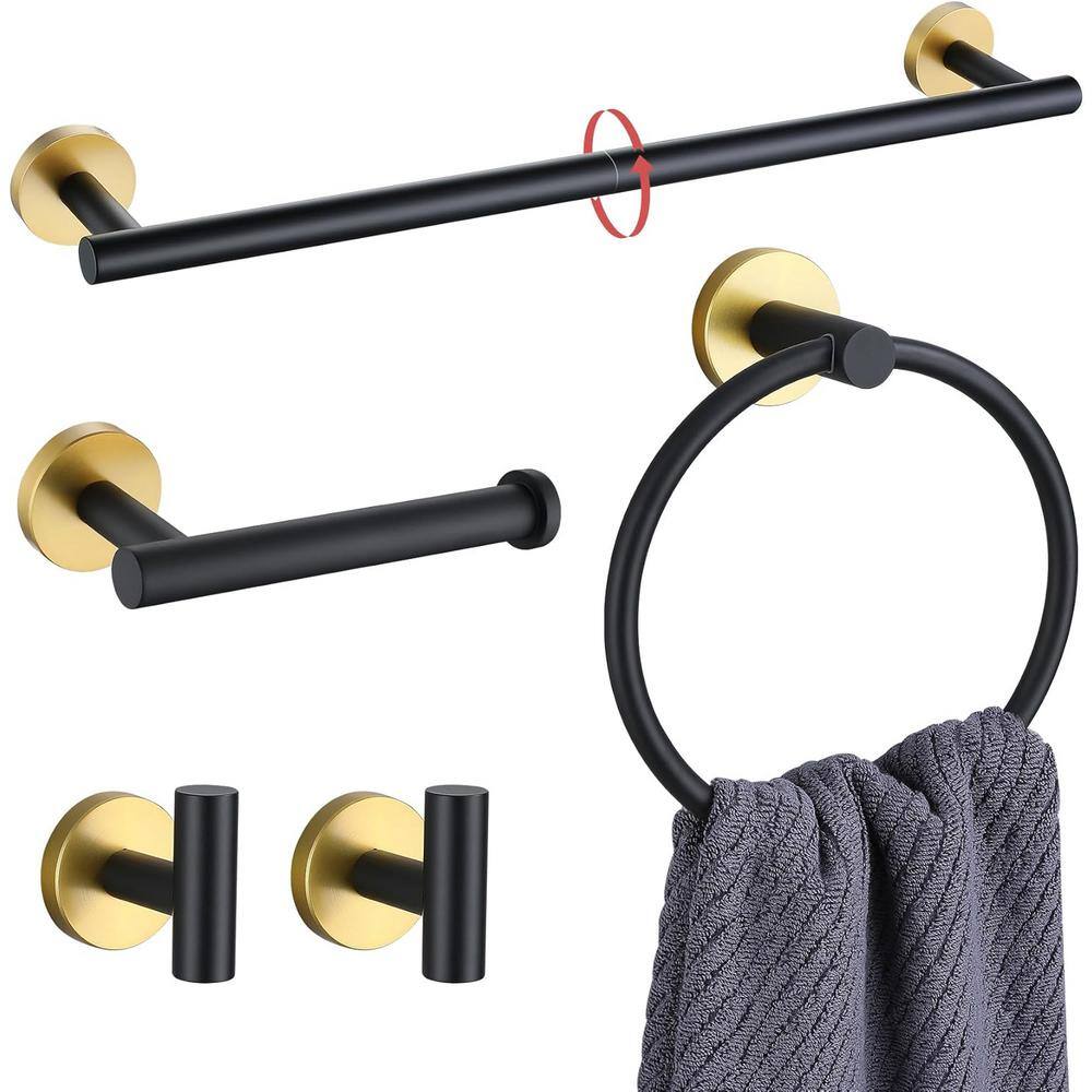 Anqtovp Bathroom Towel Holder, 21.3 in. Wall Mounted Adjustable Towel Bar Set in Multi-Colored ...