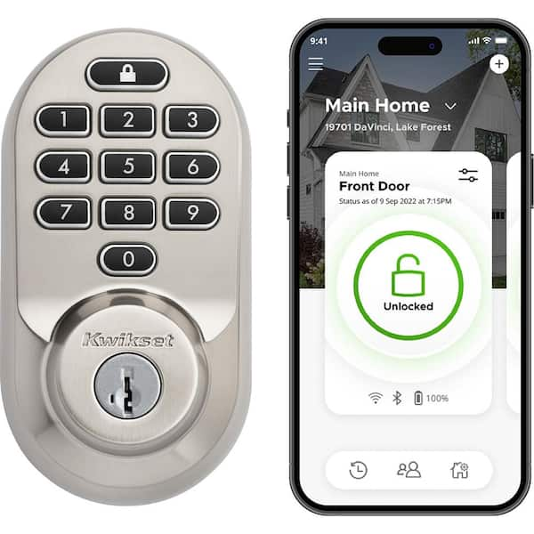 Kwikset HALO Satin Nickel Keypad WiFi Electronic Single-Cylinder Smart ...