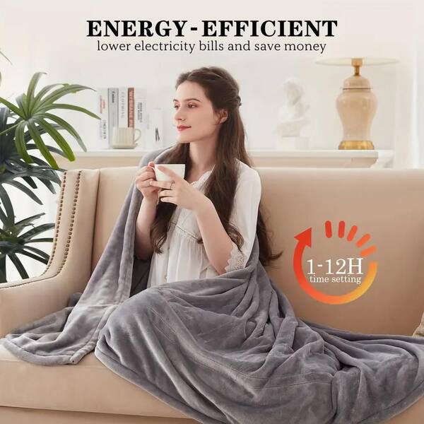 Grayish High-Quality Flannel Electric Blanket, Intelligent