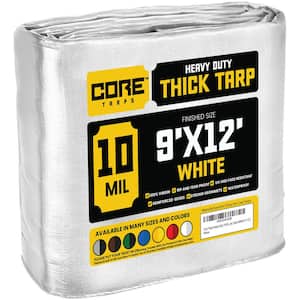 9 ft. x 12 ft. White 10 Mil Heavy Duty Polyethylene Tarp, Waterproof, UV Resistant, Rip and Tear Proof