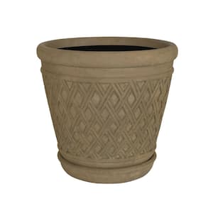 Lattice Pot with Saucer-Aged Granite 23 in. D 22 in. H