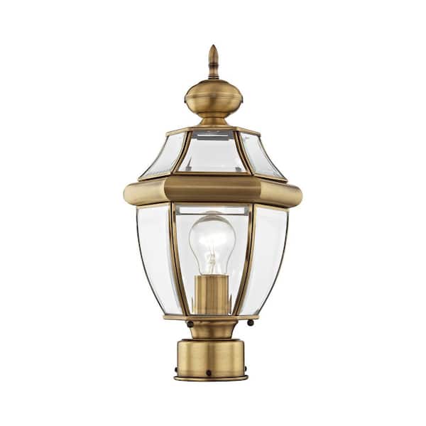 Livex Lighting Monterey 1 Light Antique Brass Outdoor Post Top Lantern