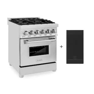24 in. 4 Burner Dual Fuel Range in Stainless Steel with Griddle