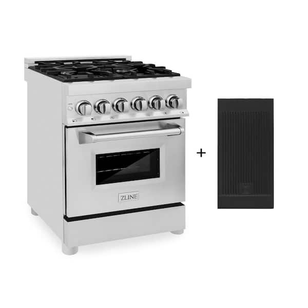 ZLINE Kitchen and Bath 24 in. 4 Burner Dual Fuel Range in Stainless Steel with Griddle