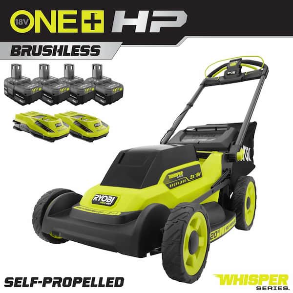 Photo 1 of ONE+ 18V HP Brushless Whisper Series 20" Self-Propelled Dual Blade Walk Behind Mower-(4) 4.0 Batteries and (2) Chargers