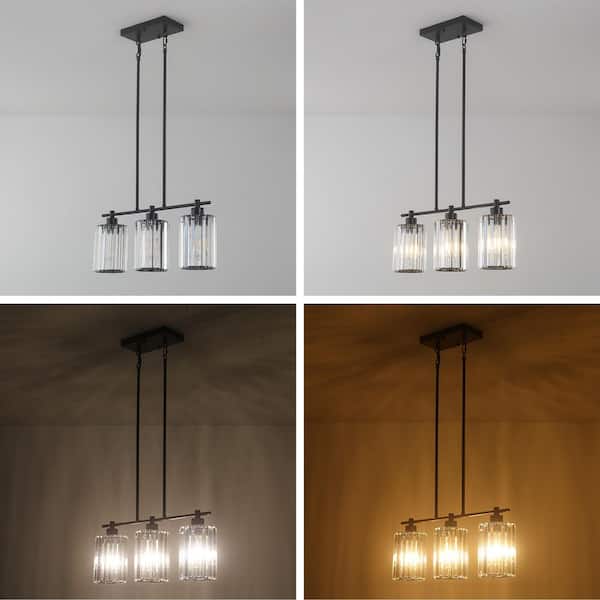 ZSMIHDOH 3-Light Modern Kitchen Island Crystal Pendant Light with