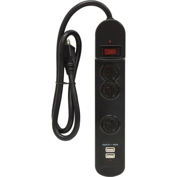 GE - Advanced 3 Outlet Surge Protector with USB Charging