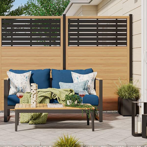 Barrette Outdoor Living 6 ft x 4 ft Cypress Vinyl Privacy Fence with Black Decorative Screen