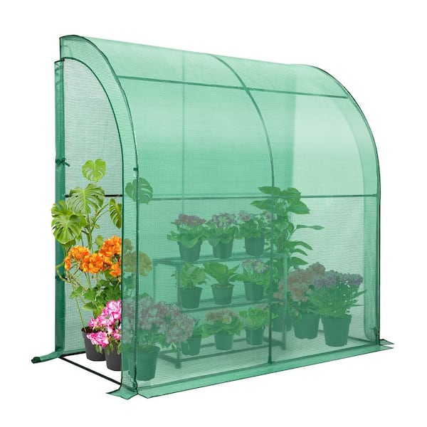 EAGLE PEAK 6.6 ft. W x 3.3 ft. D x 6.9 ft. H Outdoor Lean to Walk-In Green Greenhouse with Shelf