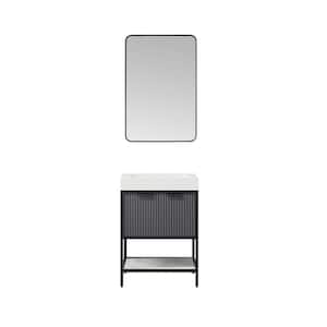 Marcilla 24 in. W x 20 in. D x 34 in. H Single Sink Bath Vanity in Grey with White Integral Sink Top and Mirror