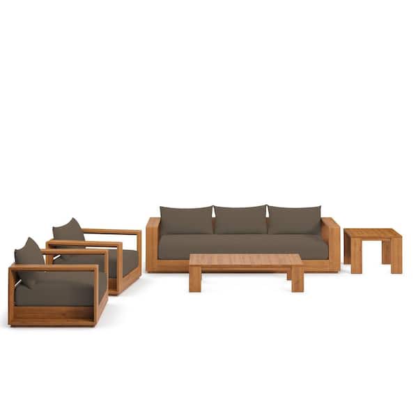 Tahoe Acacia Wood 5-Piece Outdoor Patio Furniture Set in Natural Cocoa
