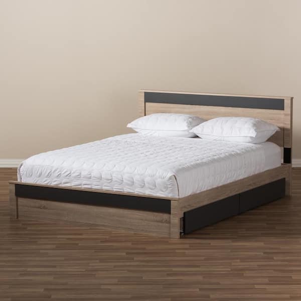 Baxton Studio Jamie Light Brown Wood Queen Storage Bed 7709 8041