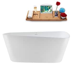 67 in. x 31 in. Acrylic Freestanding Soaking Bathtub in Glossy White With Polished Chrome Drain