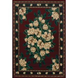 Manhattan Magnolia Burgundy 5 ft. 3 in. x 7 ft. 6 in. Abstract Polypropylene Area Rug