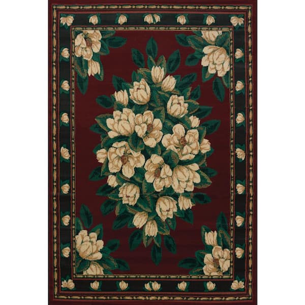 United Weavers Manhattan Magnolia Burgundy 5 ft. 3 in. x 7 ft. 6 in. Abstract Polypropylene Area Rug