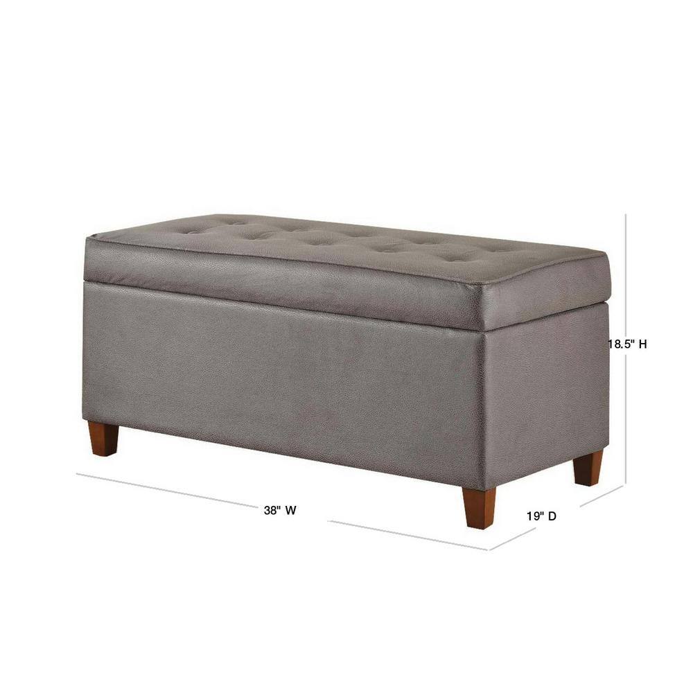 Light Brown Tufted Faux Leather Upholstered Bench