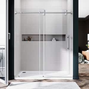 UKS04 56 to 60 in. W x 72 in. H Sliding Frameless Shower Door in Brushed Nickel, Enduro Shield 3/8 in. SGCC Clear Glass