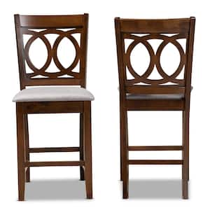 Lenoir 25 in. Grey and Walnut Counter Stool (Set of 2)