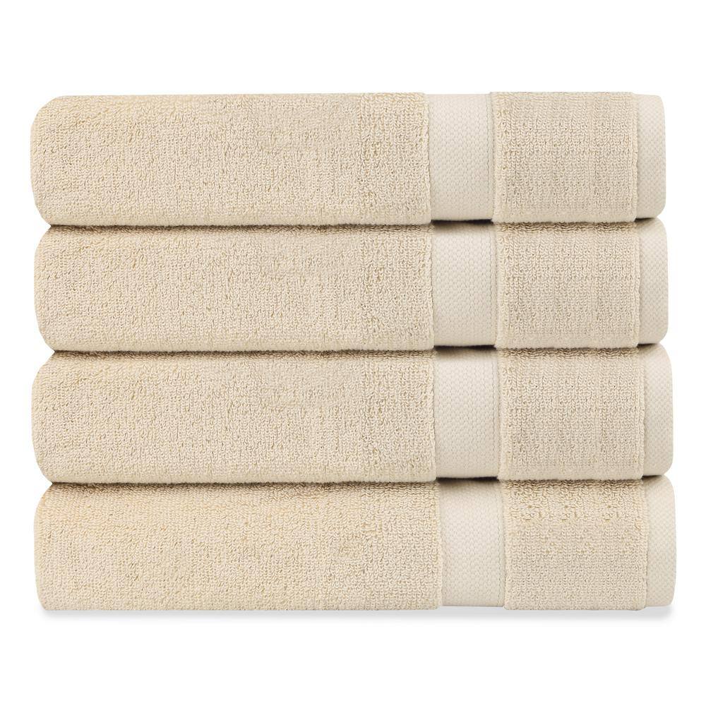 Delara Fog Solid 100% Organic Cotton Luxuriously Plush Bath Sheet (Set of 4)