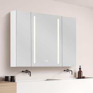 40 in. W x 30 in. H Large Rectangular White Surface Mount Frameless Aluminum Defogging LED Medicine Cabinet with Mirror
