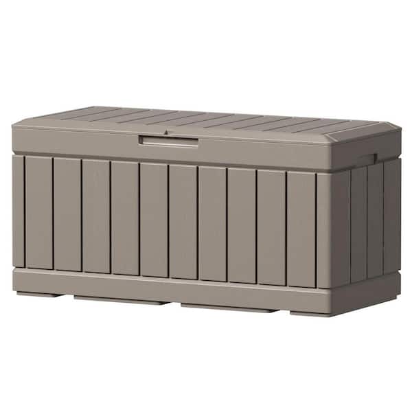 82 Gal. Large Coffee Resin Weatherproof Deck Box with Lockable Lid