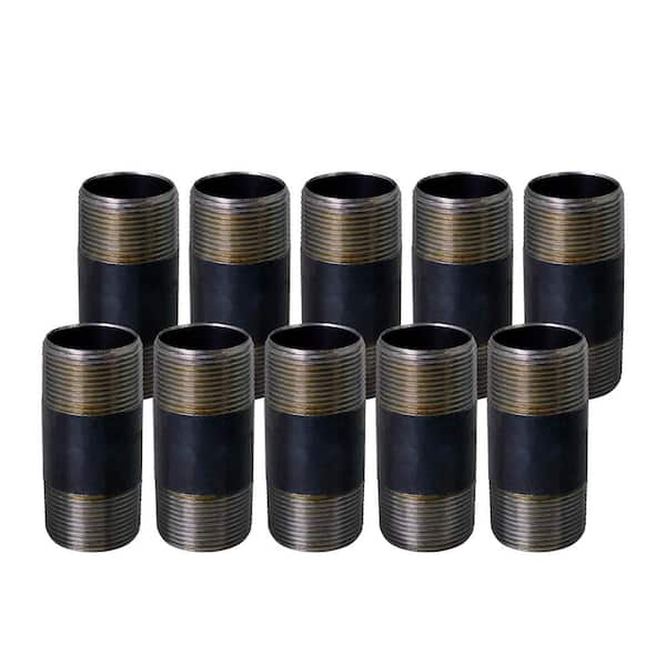 PLUMBFLEX Black Steel Pipe, 2 in. x 5 in. Nipple Fitting (10-Pack)