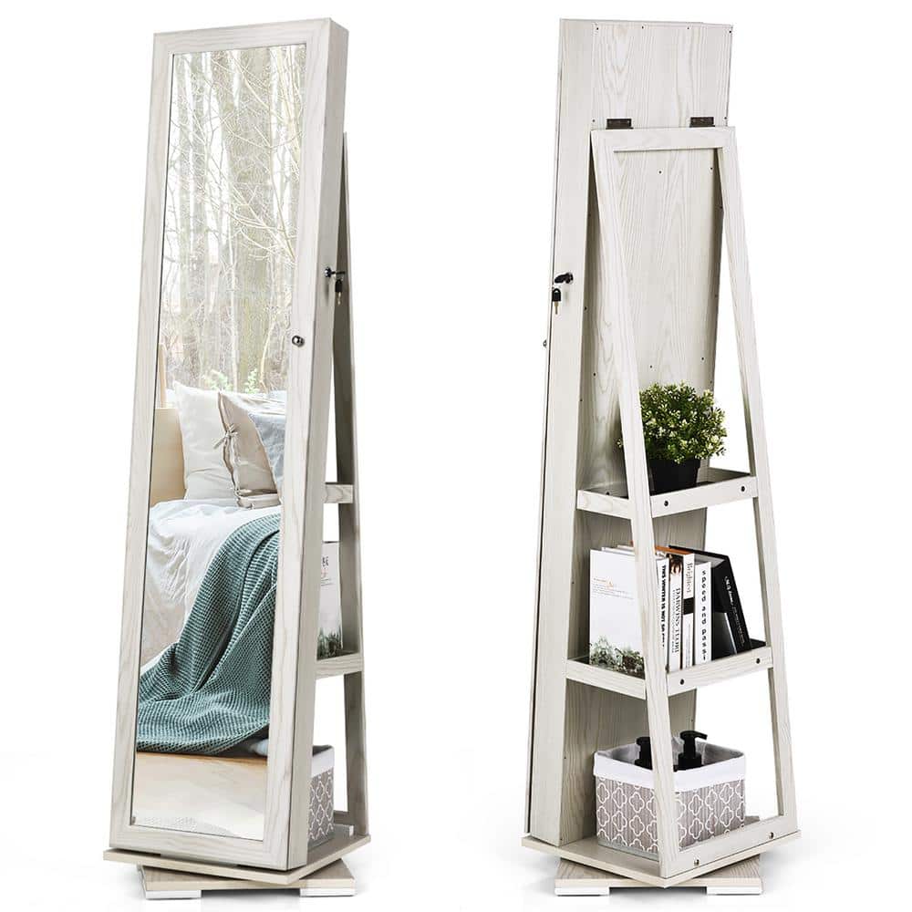 360 Swivel Jewelry Mirror With Jewelry Storage Amazon Costway 360