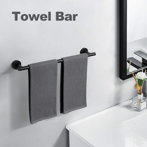 20 in. Stainless Steel Wall Mounted Single Towel Bar in Matte Black