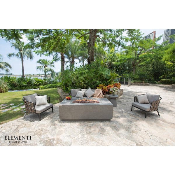 Andes 66 in. x 32 in. x 22 in. Rectangle Concrete Propane Fire Pit Table in Light Gray Propane Tank Inside
