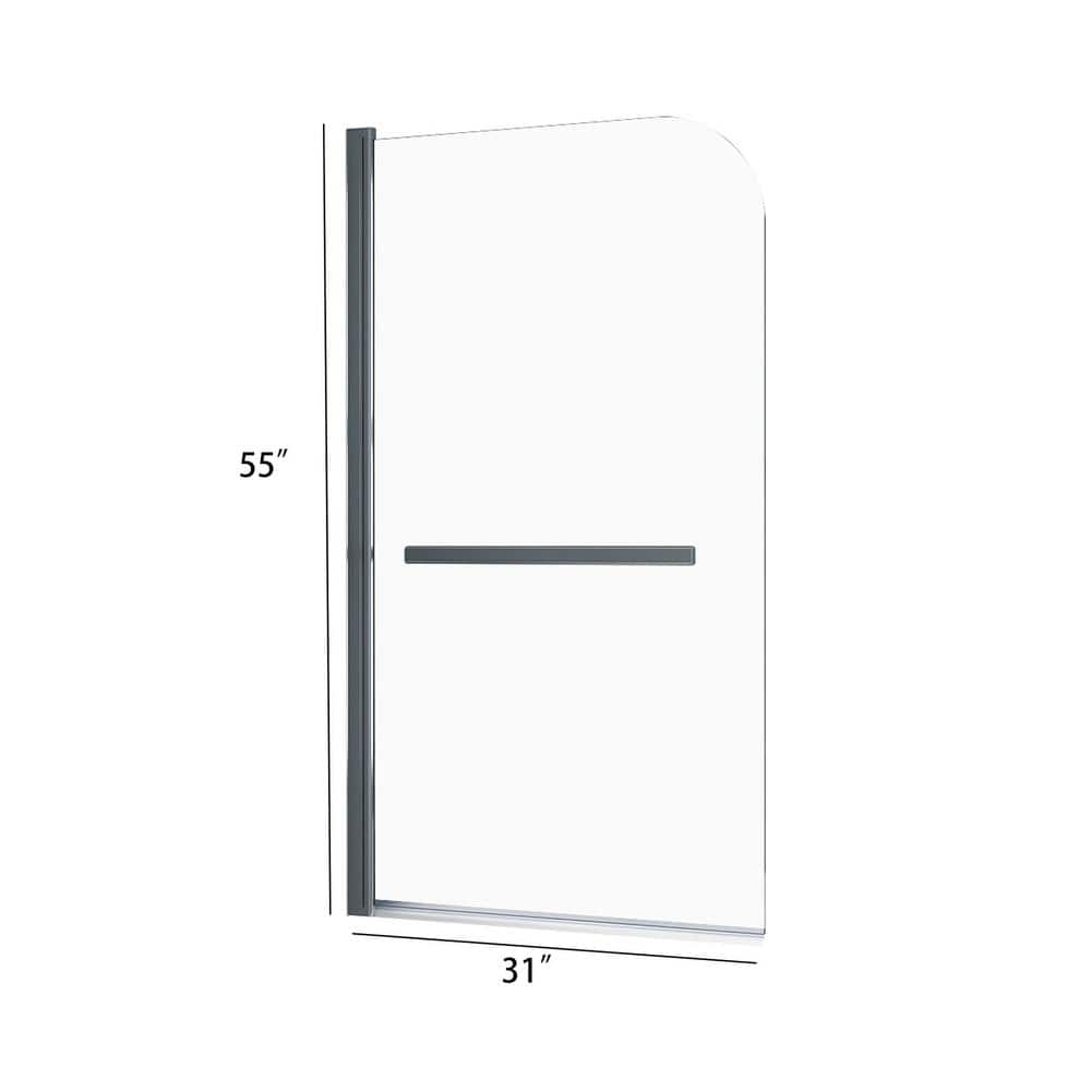 31'' x 55'' Stainless Steel Clear Glass Pivot Tub Door