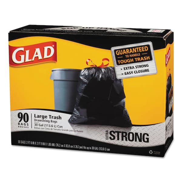 Glad 30 Gal. Drawstring Outdoor Black Trash Bags (90-Count)