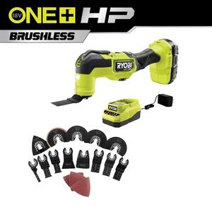 ONE+ HP 18V Brushless Cordless Multi-Tool Kit w/ 2Ah HIGH PERFORMANCE Battery, Charger, & 16-Piece Multi-Tool Blade Set